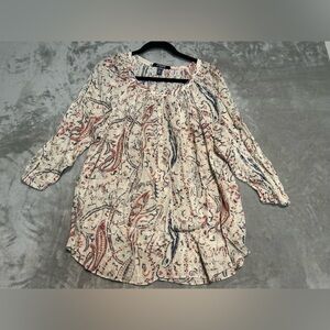 Chaps Gauze Henley Top Women’s Large Boho 3/4 Sleeve Stretch